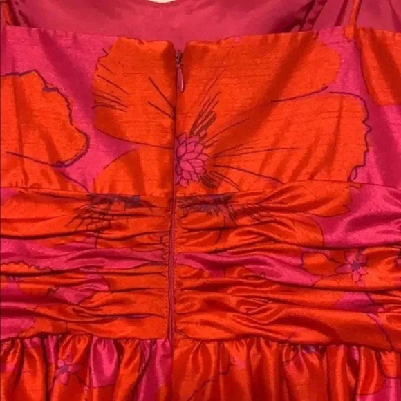 Eliza J cocktail floral red pleated expensive dress size 8 - Picture 5 of 6